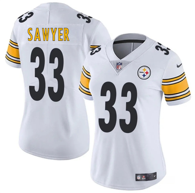 Women's Pittsburgh Steelers #33 Jack Sawyer White 2025 Draft Vapor Untouchable Limited Stitched Football Jersey(Run Small) Women's Pittsburgh Steelers #33 Jack Sawyer White 2025 Draft Vapor Untouchable Limited Stitched Football Jersey(Run Small)