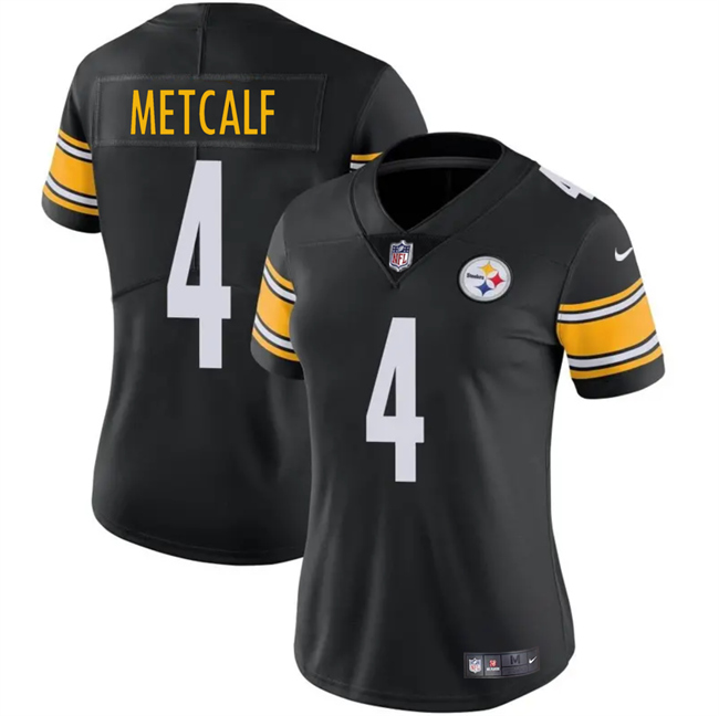 Women's Pittsburgh Steelers #4 DK Metcalf 2025 Black Vapor Stitched Football Jersey(Run Small) Women's Pittsburgh Steelers #4 DK Metcalf 2025 Black Vapor Stitched Football Jersey(Run Small)