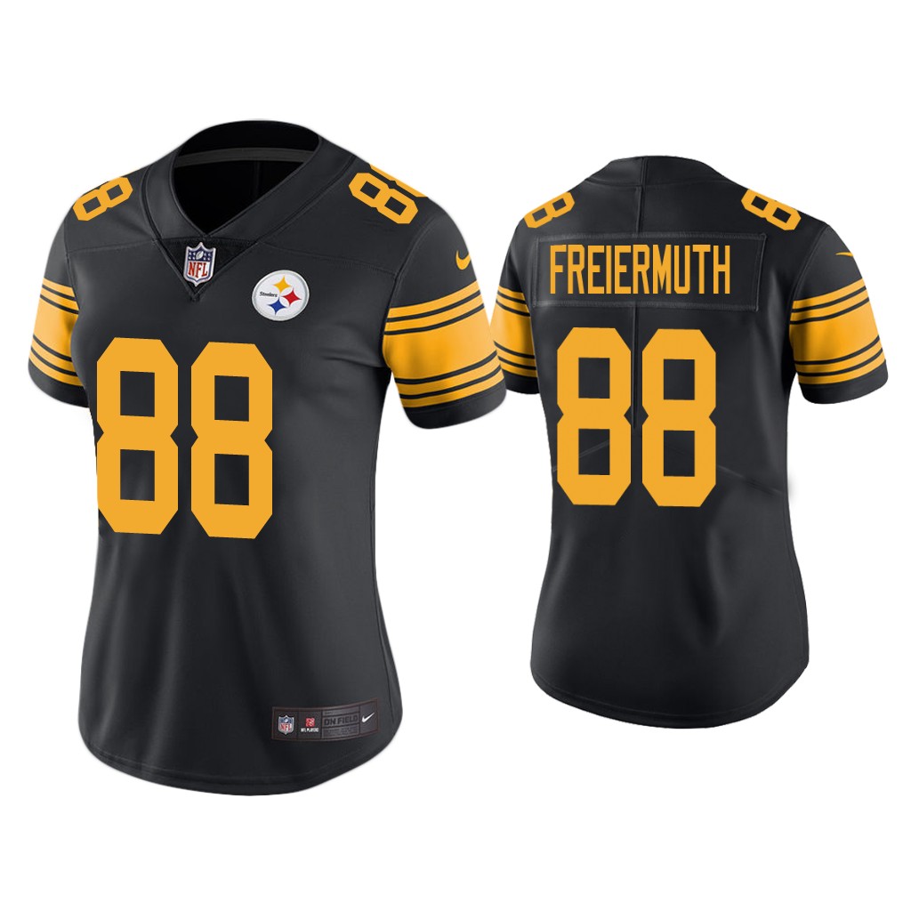 Women's Pittsburgh Steelers #88 Pat Freiermuth Rush Limited Black Jersey Women's Pittsburgh Steelers #88 Pat Freiermuth Rush Limited Black Jersey