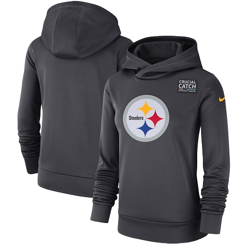 Women's Pittsburgh Steelers Nike Anthracite Crucial Catch Performance Pullover Hoodie Women's Pittsburgh Steelers Nike Anthracite Crucial Catch Performance Pullover Hoodie