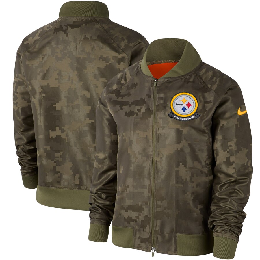 Women's Pittsburgh Steelers Nike Olive 2019 Salute To Service Full Zip Bomber Jacket Women's Pittsburgh Steelers Nike Olive 2019 Salute To Service Full Zip Bomber Jacket