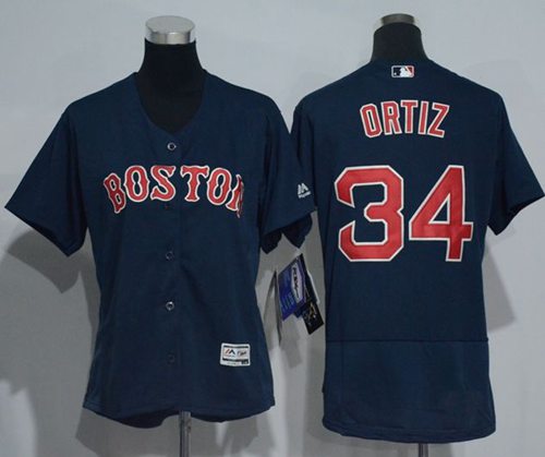 Women's Red Sox #34 David Ortiz Navy Blue Flexbase Authentic Stitched MLB Jersey