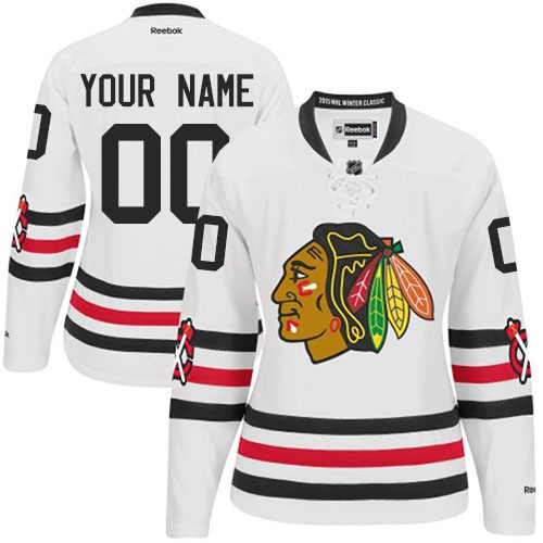 Women's Reebok Chicago Blackhawks Customized Authentic White 2015 Winter Jersey Women's Reebok Chicago Blackhawks Customized Authentic White 2015 Winter Jersey