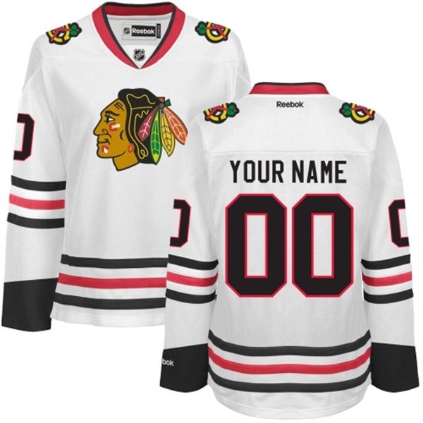Women's Reebok Chicago Blackhawks Customized Authentic White Away NHL Jersey Women's Reebok Chicago Blackhawks Customized Authentic White Away NHL Jersey