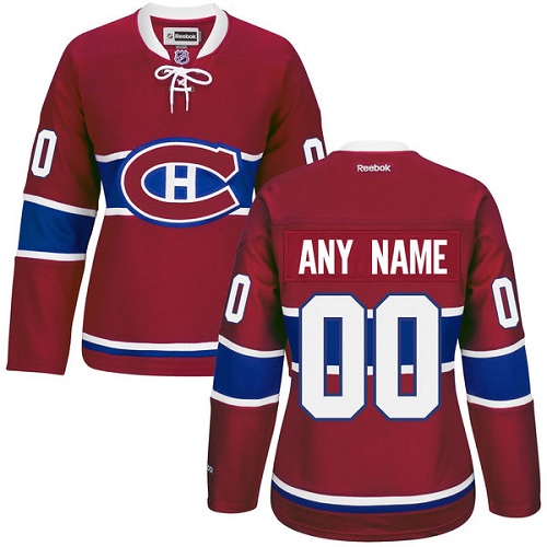 Women's Reebok Montreal Canadiens Customized Authentic Red Home NHL Women's Reebok Montreal Canadiens Customized Authentic Red Home NHL