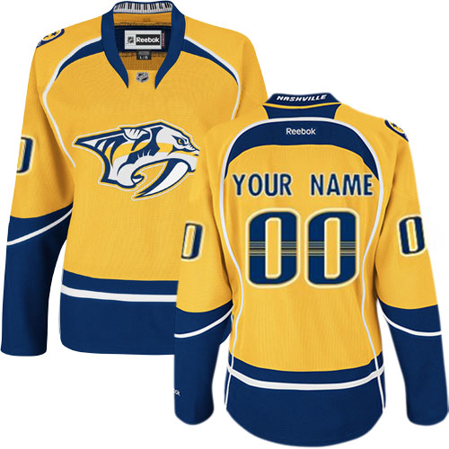 Women's Reebok Nashville Predators Customized Authentic Gold Home NHL Jersey Women's Reebok Nashville Predators Customized Authentic Gold Home NHL Jersey