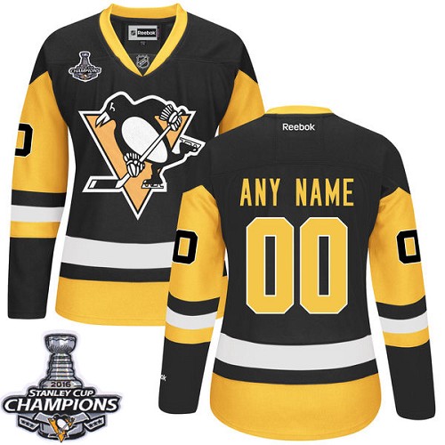 Women's Reebok Pittsburgh Penguins Customized Authentic Black Gold Third 2016 Stanley Cup Champions NHL Jersey Women's Reebok Pittsburgh Penguins Customized Authentic Black Gold Third 2016 Stanley Cup Champions NHL Jersey