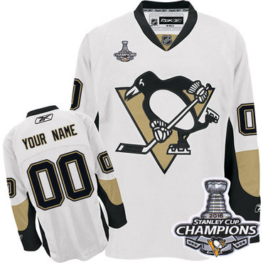 Women's Reebok Pittsburgh Penguins Customized Authentic White Away 2016 Stanley Cup Champions NHL Jersey Women's Reebok Pittsburgh Penguins Customized Authentic White Away 2016 Stanley Cup Champions NHL Jersey