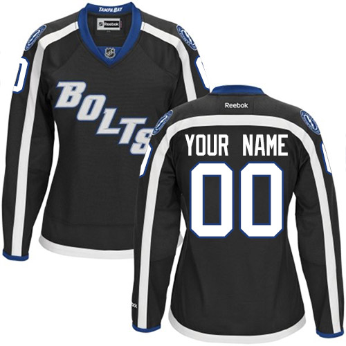 Women's Reebok Tampa Bay Lightning Customized Authentic Black New Third NHL Jersey Women's Reebok Tampa Bay Lightning Customized Authentic Black New Third NHL Jersey