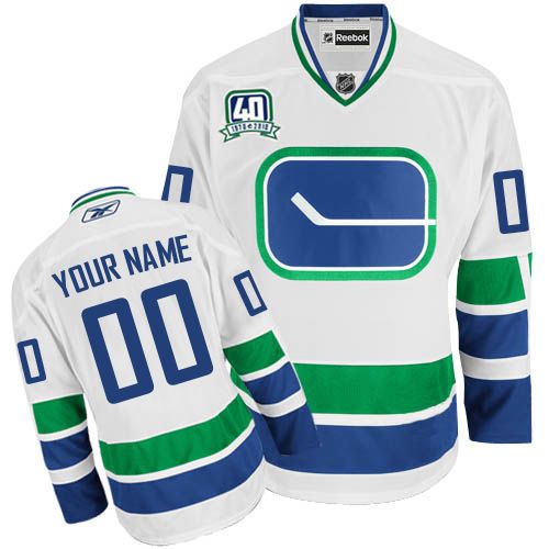 Women's Reebok Vancouver Canucks Customized Authentic White Third 40TH Patch NHL Jersey Women's Reebok Vancouver Canucks Customized Authentic White Third 40TH Patch NHL Jersey