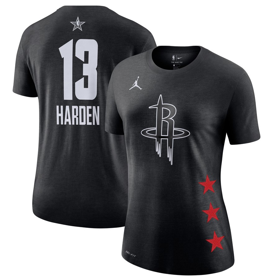 Women's Rockets 13 James Harden Black 2019 NBA All-Star Game Women's T-Shirt Women's Rockets 13 James Harden Black 2019 NBA All-Star Game Women's T-Shirt