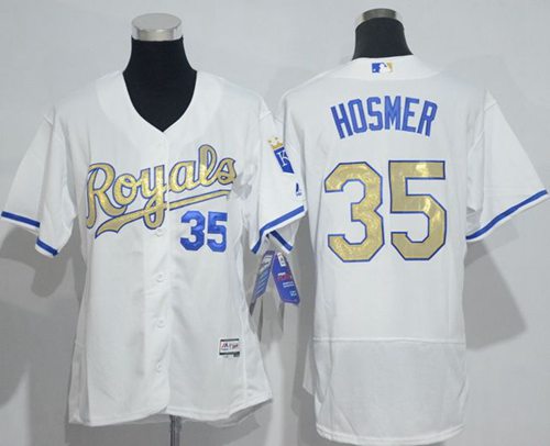 Women's Royals #35 Eric Hosmer White Flexbase Authentic 2015 World Series Champions Gold Program Cool Base Stitched MLB Jersey Women's Royals #35 Eric Hosmer White Flexbase Authentic 2015 World Series Champions Gold Program Cool Base Stitched MLB Jersey