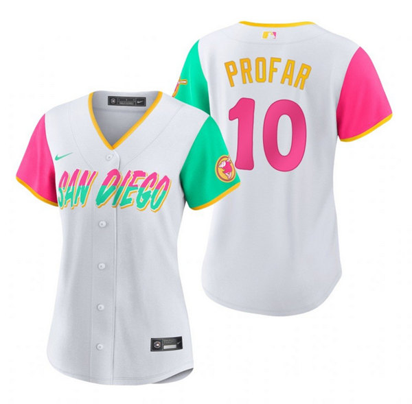 Women's San Diego Padres #10 Jurickson Profar 2022 White City Connect Cool Base Stitched Baseball Jersey(Run Small) Women's San Diego Padres #10 Jurickson Profar 2022 White City Connect Cool Base Stitched Baseball Jersey(Run Small)