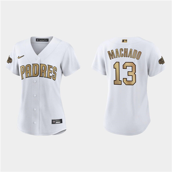 Women's San Diego Padres #13 Manny Machado 2022 All-Star White Stitched Baseball Jersey(Run Small) Women's San Diego Padres #13 Manny Machado 2022 All-Star White Stitched Baseball Jersey(Run Small)