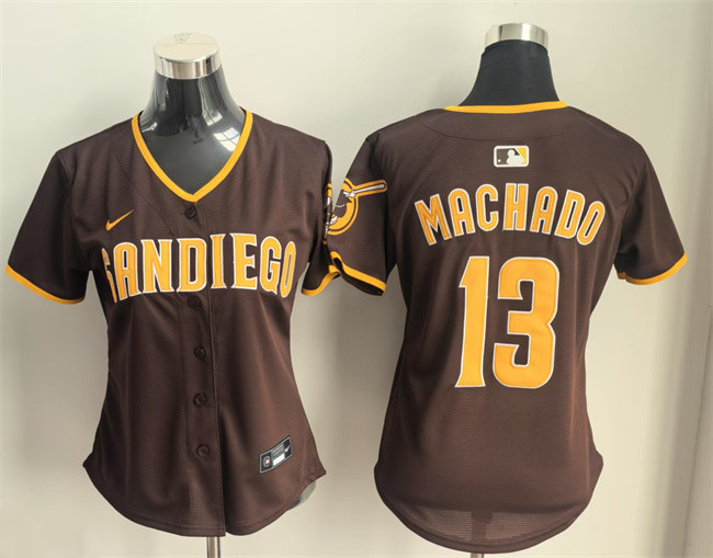 Women's San Diego Padres #13 Manny Machado Brown Limited Stitched Baseball Jersey(Run Small) Women's San Diego Padres #13 Manny Machado Brown Limited Stitched Baseball Jersey(Run Small)