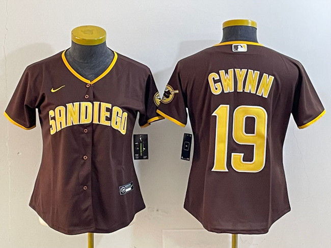 Women's San Diego Padres #19 Tony Gwynn Brown Stitched Baseball Jersey(Run Small) Women's San Diego Padres #19 Tony Gwynn Brown Stitched Baseball Jersey(Run Small)