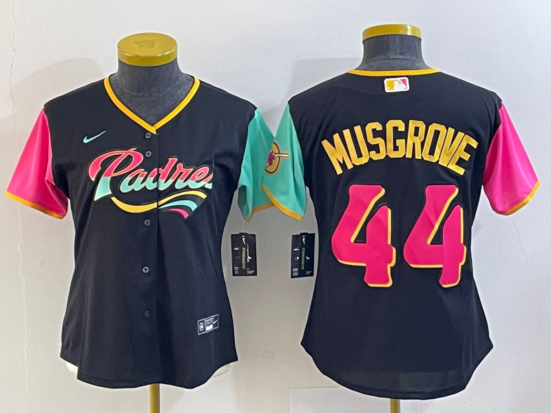 Women's San Diego Padres #44 Joe Musgrove Black City Connect Stitched Baseball Jersey(Run Small) Women's San Diego Padres #44 Joe Musgrove Black City Connect Stitched Baseball Jersey(Run Small)