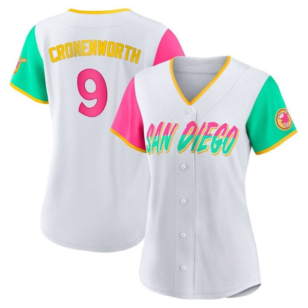 Women's San Diego Padres #9 Jake Cronenworth 2022 White City Connect Cool Base Stitched Baseball Jersey(Run Small) Women's San Diego Padres #9 Jake Cronenworth 2022 White City Connect Cool Base Stitched Baseball Jersey(Run Small)