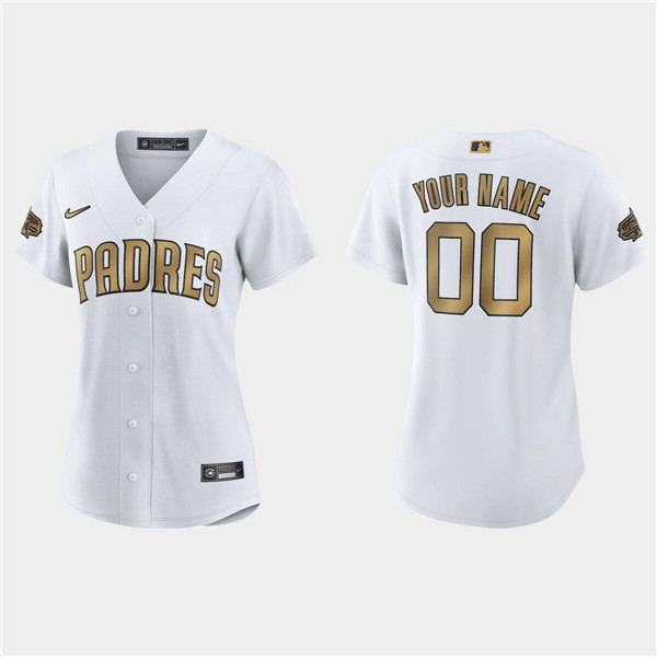 Women's San Diego Padres Active Player Custom 2022 All-Star White Stitched Baseball Jersey(Run Small) Women's San Diego Padres Active Player Custom 2022 All-Star White Stitched Baseball Jersey(Run Small)