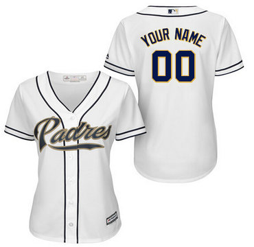 Women's San Diego Padres Authentic Personalized Home White Baseball Jersey Women's San Diego Padres Authentic Personalized Home White Baseball Jersey