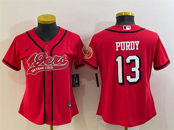 Women's San Francisco 49ers #13 Brock Purdy New Red With Patch Cool Base Stitched Baseball Jersey(Run Small) Women's San Francisco 49ers #13 Brock Purdy New Red With Patch Cool Base Stitched Baseball Jersey(Run Small)