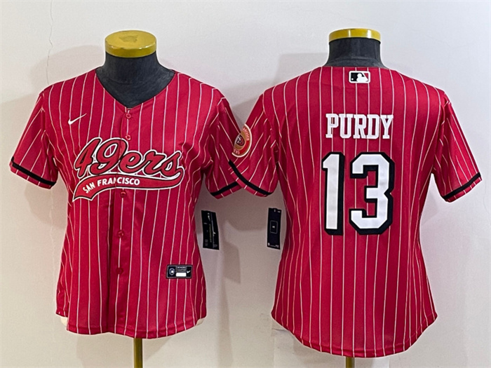 Women's San Francisco 49ers #13 Brock Purdy New Red With Patch Cool Base Stitched Baseball Jersey(Run Small)S Women's San Francisco 49ers #13 Brock Purdy New Red With Patch Cool Base Stitched Baseball Jersey(Run Small)S