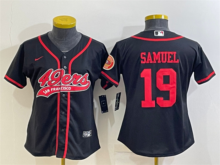 Women's San Francisco 49ers #19 Deebo Samuel Black With Patch Cool Base Stitched Baseball Jersey(Run Small) Women's San Francisco 49ers #19 Deebo Samuel Black With Patch Cool Base Stitched Baseball Jersey(Run Small)