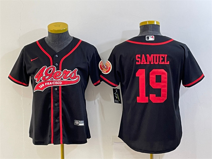 Women's San Francisco 49ers #19 Deebo Samuel Black With Patch Cool Base Stitched Baseball Jersey(Run Small) Women's San Francisco 49ers #19 Deebo Samuel Black With Patch Cool Base Stitched Baseball Jersey(Run Small)