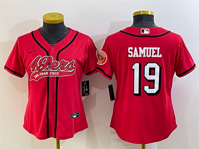 Women's San Francisco 49ers #19 Deebo Samuel New Red With Patch Cool Base Stitched Baseball Jersey(Run Small) Women's San Francisco 49ers #19 Deebo Samuel New Red With Patch Cool Base Stitched Baseball Jersey(Run Small)