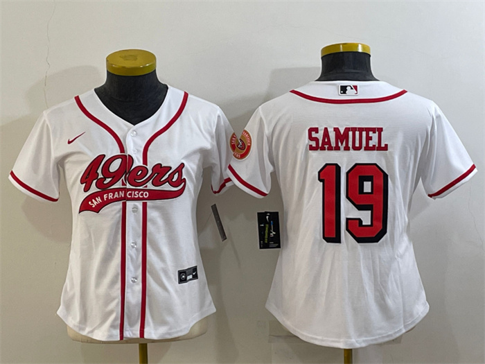 Women's San Francisco 49ers #19 Deebo Samuel New White With Patch Cool Base Stitched Baseball Jersey(Run Small) Women's San Francisco 49ers #19 Deebo Samuel New White With Patch Cool Base Stitched Baseball Jersey(Run Small)