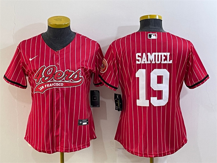 Women's San Francisco 49ers #19 Deebo Samuel Red With Patch Cool Base Stitched Baseball Jersey(Run Small) Women's San Francisco 49ers #19 Deebo Samuel Red With Patch Cool Base Stitched Baseball Jersey(Run Small)