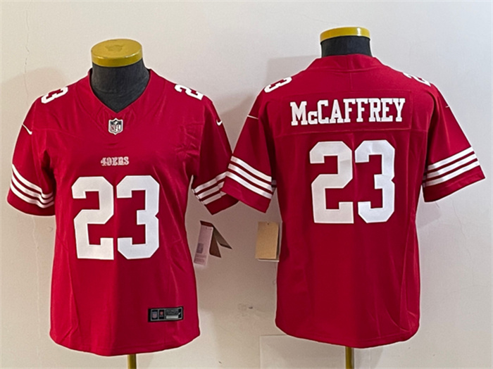 Women's San Francisco 49ers #23 Christian McCaffrey Red 2023 F.U.S.E. Vapor Untouchable Limited Stitched Jersey(Run Small) Women's San Francisco 49ers #23 Christian McCaffrey Red 2023 F.U.S.E. Vapor Untouchable Limited Stitched Jersey(Run Small)