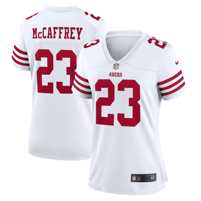 Women's San Francisco 49ers #23 Christian McCaffrey White Stitched Jersey(Run Small)