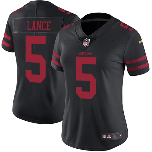 Women's San Francisco 49ers #5 Trey Lance Black Alternate Women's Stitched NFL Vapor Untouchable Limited Jersey Women's San Francisco 49ers #5 Trey Lance Black Alternate Women's Stitched NFL Vapor Untouchable Limited Jersey
