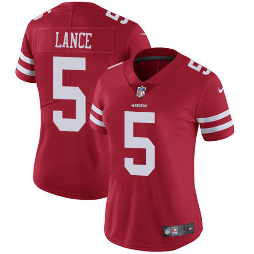 Women's San Francisco 49ers #5 Trey Lance Red Team Color Women's Stitched NFL Vapor Untouchable Limited Jersey Women's San Francisco 49ers #5 Trey Lance Red Team Color Women's Stitched NFL Vapor Untouchable Limited Jersey