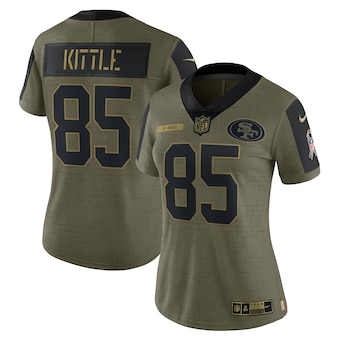 Women's San Francisco 49ers #85 George Kittle Nike Olive 2021 Salute To Service Limited Player Jersey Women's San Francisco 49ers #85 George Kittle Nike Olive 2021 Salute To Service Limited Player Jersey