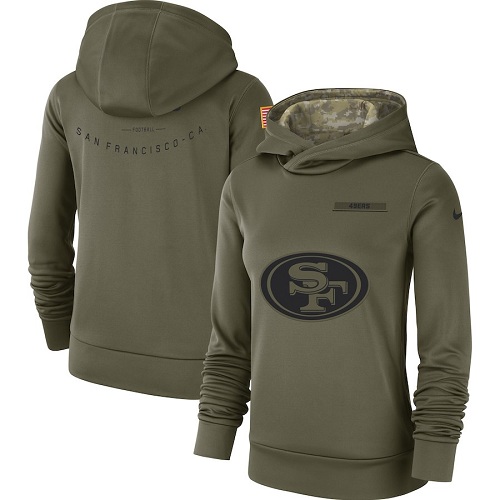 Women's San Francisco 49ers Nike Olive Salute to Service Sideline Therma Performance Pullover Hoodie Women's San Francisco 49ers Nike Olive Salute to Service Sideline Therma Performance Pullover Hoodie