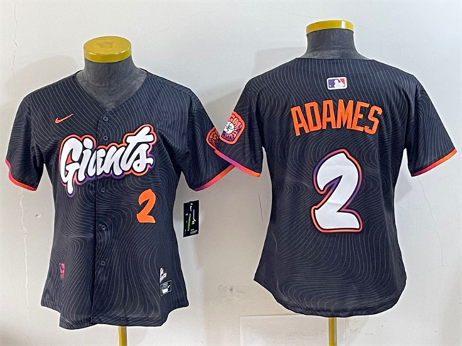 Women's San Francisco Giants #2 Willy Adames Anthracite 2025 City Connect Limited Stitched Baseball Jersey(Run Small)