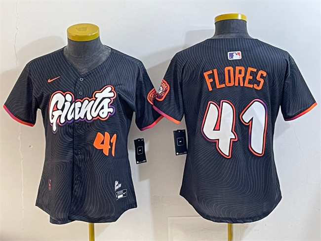 Women's San Francisco Giants #41 Wilmer Flores Anthracite 2025 City Connect Limited Stitched Baseball Jersey(Run Small)1