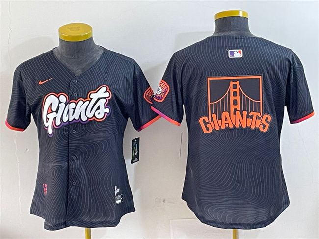 Women's San Francisco Giants Team Big Logo Anthracite 2025 City Connect Limited Stitched Baseball Jersey(Run Small) 1