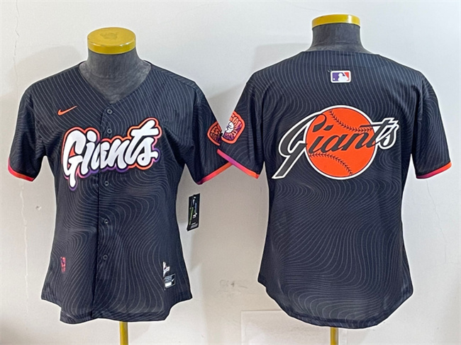 Women's San Francisco Giants Team Big Logo Anthracite 2025 City Connect Limited Stitched Baseball Jersey(Run Small)
