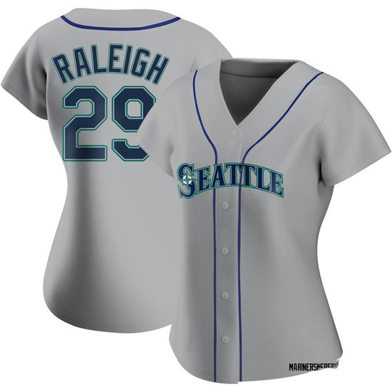 Women's Seattle Mariners #29 Cal Raleigh grey Authentic Alternate Jerseys Women's Seattle Mariners #29 Cal Raleigh grey Authentic Alternate Jerseys