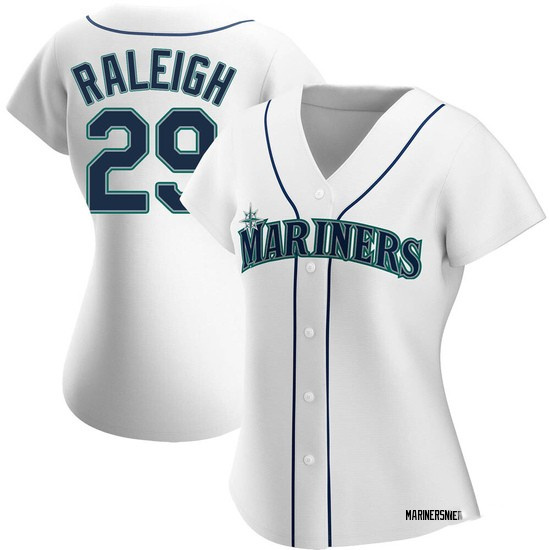 Women's Seattle Mariners #29 Cal Raleigh white Authentic Alternate Jerseys Women's Seattle Mariners #29 Cal Raleigh white Authentic Alternate Jerseys