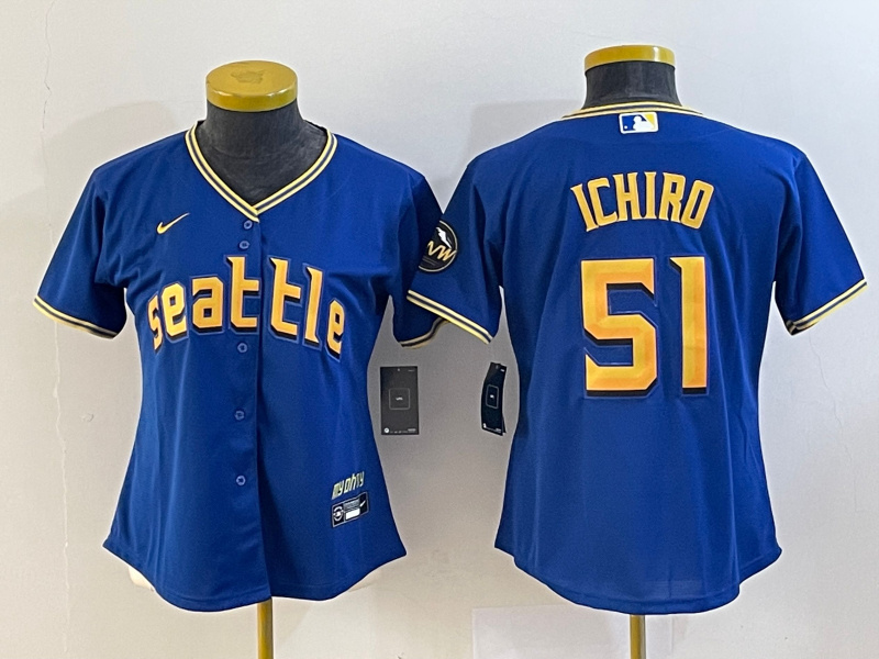 Women's Seattle Mariners #51 Ichiro Suzuki Royal 2023 City Connect Stitched Baseball Jersey(Run Small) Women's Seattle Mariners #51 Ichiro Suzuki Royal 2023 City Connect Stitched Baseball Jersey(Run Small)