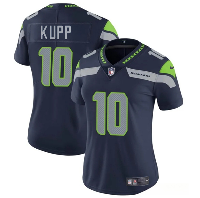 Women's Seattle Seahawks #10 Cooper Kupp Navy 2025 Vapor Limited Stitched Football Jersey(Run Small) Women's Seattle Seahawks #10 Cooper Kupp Navy 2025 Vapor Limited Stitched Football Jersey(Run Small)