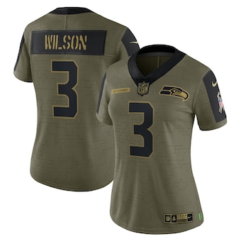 Women's Seattle Seahawks #3 Russell Wilson Nike Olive 2021 Salute To Service Limited Player Jersey Women's Seattle Seahawks #3 Russell Wilson Nike Olive 2021 Salute To Service Limited Player Jersey