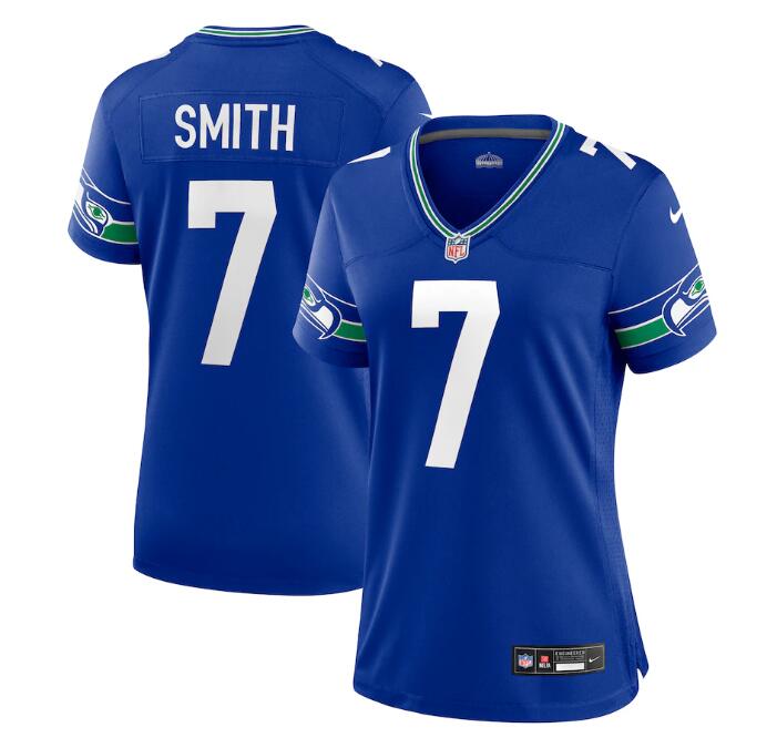 Women's Seattle Seahawks #7 Geno Smith Royal Throwback Player Stitched Game Jersey(Run Small) Women's Seattle Seahawks #7 Geno Smith Royal Throwback Player Stitched Game Jersey(Run Small)