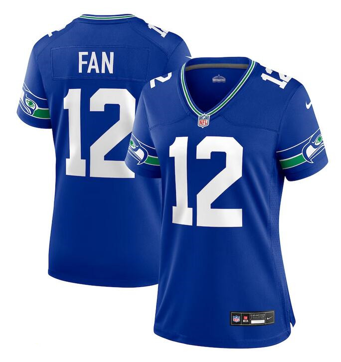 Women's Seattle Seahawks 12th #12 Fan Royal Throwback Player Stitched Game Jersey(Run Small) Women's Seattle Seahawks 12th #12 Fan Royal Throwback Player Stitched Game Jersey(Run Small)