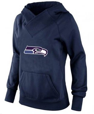 Women's Seattle Seahawks Logo Pullover Hoodie Navy Blue Women's Seattle Seahawks Logo Pullover Hoodie Navy Blue