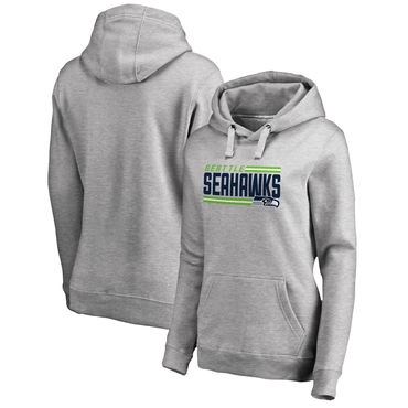 Women's Seattle Seahawks NFL Pro Line By Fanatics Branded Ash Iconic Collection On Side Stripe Pullover Hoodie